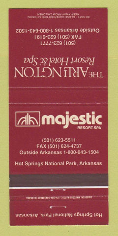 Matchbook Cover Majestic Resort Arlington Hot Springs National Park AR 30 Strike