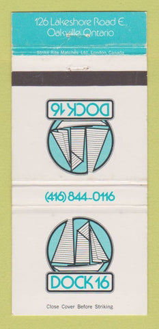 Matchbook Cover - Dock 16 Oakville ON WEAR 30 Strike