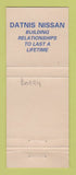 Matchbook Cover - Datnis Nissan Pietermaritzburg South Africa
