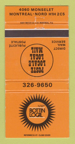 Matchbook Cover - Bottin Local Montreal QC Postal WEAR 30 Strike