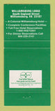 Matchbook Cover - Williamsburg Lodge VA WEAR 30 Strike