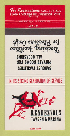 Matchbook Cover - Rendezvous Tavern Marina Windsor ON 30 Strike
