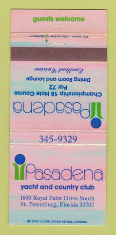 Matchbook Cover - Pasadena Yacht Country Club St Petersburg FL 30 Strike