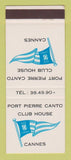 Matchbook Cover - Port Pierre Canton Club House Cannes France SAMPLE