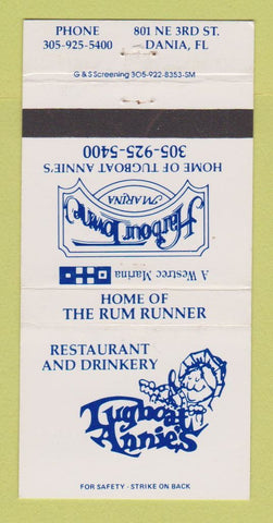 Matchbook Cover - Tugboat Annie's Restaurant Dania FL Harbour Marina 30 Strike