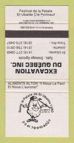 Matchbook Cover - Festival De LA Patate St Ubalde QC Excavation WEAR 30 Strike