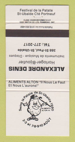 Matchbook Cover - Festival De LA Patate St Ubalde QC Alexandre Denis 30 Strike