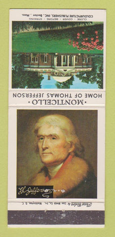 Matchbook Cover - Monticello Thomas Jefferson Charlottesville VA 30 Strike