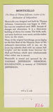 Matchbook Cover - Monticello Thomas Jefferson Charlottesville VA 30 Strike