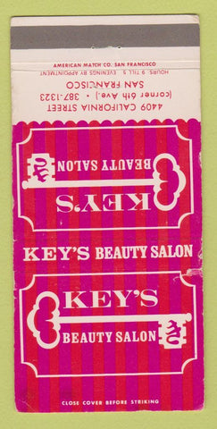 Matchbook Cover - Key's Beauty Salon San Francisco CA 30 Strike