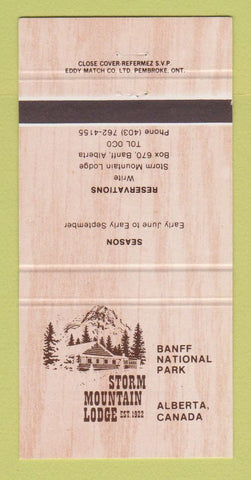 Matchbook Cover - Storm Mountain Lodge Banff National Park AB 30 Strike