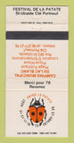 Matchbook Cover - Festival De LA Patate St Ubalde QC Camping Du Lac 30 Strike