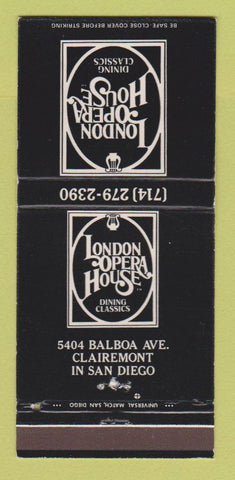 Matchbook Cover - London Opera House San Diego CA 30 Strike