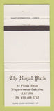 Matchbook Cover - The Royal Park Niagara on the Lake ON 30 Strike