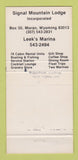 Matchbook Cover - Signal Mountain Lodge Grand Teton National Park WY 30 Strike