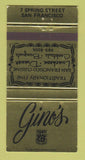Matchbook Cover - Gino's Restaurant San Francisco CA 30 Strike