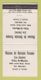 Matchbook Cover - Masion De Retraite Jesuites Villa St Martin QC WEAR 30 Strike