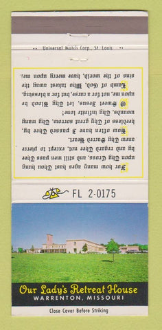 Matchbook Cover - Our Lady's Retreat House Warrenton MO 30 Strike