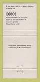 Matchbook Cover - Doros San Francisco CA 30 Strike