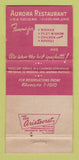 Matchbook Cover - Aurora Restaurant Cleveland OH WEAR 30 Strike