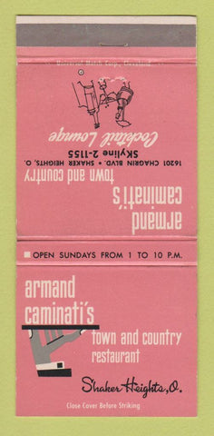 Matchbook Cover - Armand Caminati's Town Country Shaker Heights OH 30 Strike