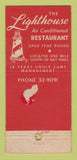 Matchbook Cover - Lighthouse Restaurant St Petersburg FL 21 Strike Feature
