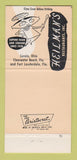 Matchbook Cover - Hielman's Restaurant Lorain OH Clearwater FL 30 Strike