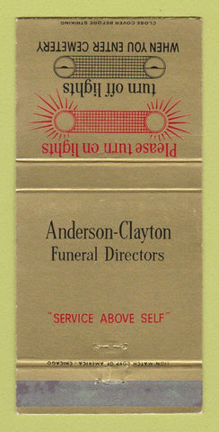 Matchbook Cover - Anderson Clayton Funeral Terrell Forney Kemp TX WEAR 30 Strike