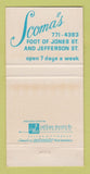 Matchbook Cover - Scoma's Restaurant San Francisco CA 30 Strike
