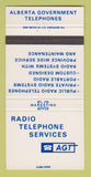 Matchbook Cover - AGT Alberta Government Telephones Radio AB 30 Strike