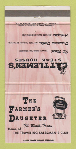 Matchbook Cover Farmer's Daughter Restaurant Fort Worth TX Cattlemen's 30 Strike