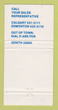 Matchbook Cover - AGT Alberta Government Telephones Radio AB 30 Strike