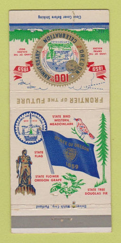 Matchbook Cover - Oregon OR 100th Anniversary 1959 30 Strike
