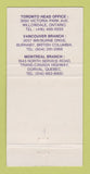 Matchbook Cover - Toshiba Electronics Le Centenaire 1985 QC Dorval 30 Strike
