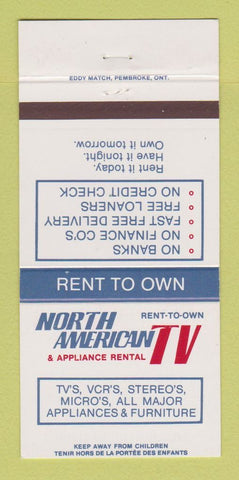 Matchbook Cover - North American TV Appliance Rental Oshawa Barrie ON 30 Strike