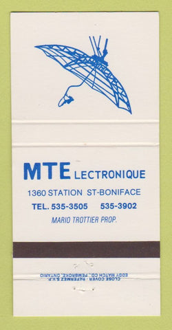 Matchbook Cover - MTE Lectronique St Boniface QC 30 Strike