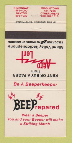 Matchbook Cover - Miami Valley Beepers Pagers Cincinnati Dayton OH 30 Strike