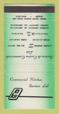 Matchbook Cover - Commercial Kitchen Services Ottawa Montreal GREEN 30 Strike