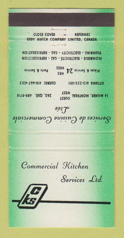 Matchbook Cover - Commercial Kitchen Services Ottawa Montreal GREEN 30 Strike
