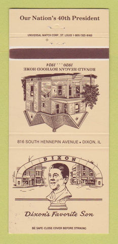Matchbook Cover - Dixon National Bank IL Ronald Reagan 30 Strike