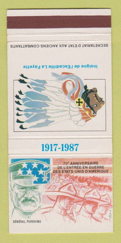 Matchbook Cover - 1987 General Pershing WWI Anniversary France 30 Strike