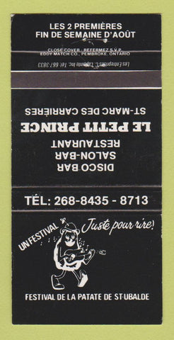 Matchbook Cover - Festival De La Patate St Ubalde QC Le Petit Prince 30 Strike