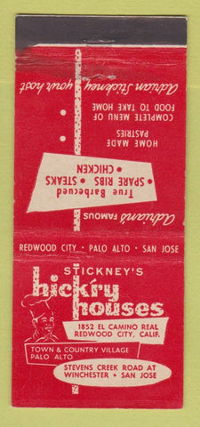 Matchbook Cover - Stickney's Redwood City San Jose CA WORN 21 Strike Feature