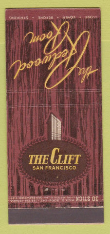 Matchbook Cover - Clift Hotel San Francisco CA Redwood Room 30 Stick