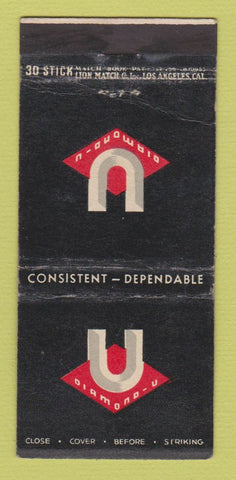 Matchbook Cover - Diamond U Products South Gate CA WEAR 30 Stick