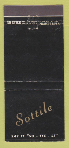 Matchbook Cover - Sottile Miami Tampa Jacksonville FL WEAR 30 Stick