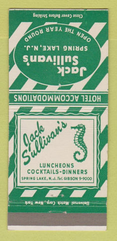 Matchbook Cover - Jack Sullivan's Sjpring Lake NJ 30 Strike