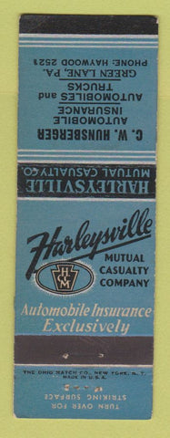 Matchbook Cover - Harleyville Mutual Insurance Company Hunsberger Green Lane PA