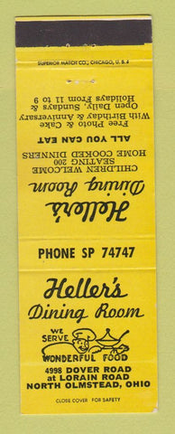 Matchbook Cover - Heller's Dining Room North Olmstead OH