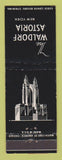 Matchbook Cover - Waldorf Astoria Hotel New York City WORN BACK